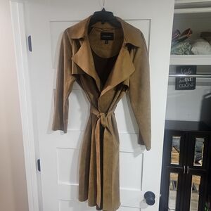 Banana Republic Tan Suede Trench Coat like new!